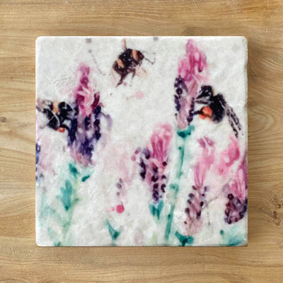 Beeing Around Natural Stone Marble Coaster