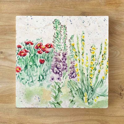 Floral Splash Natural Stone Marble Coaster