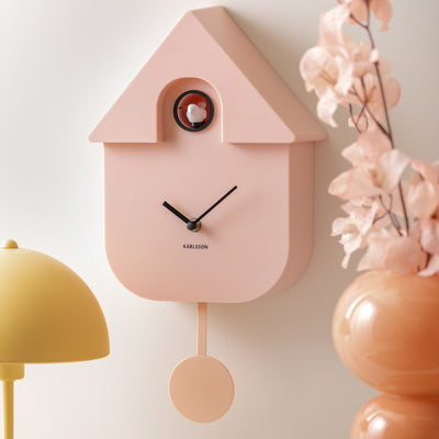 Modern Cuckoo Wall Clock, Pale Pink