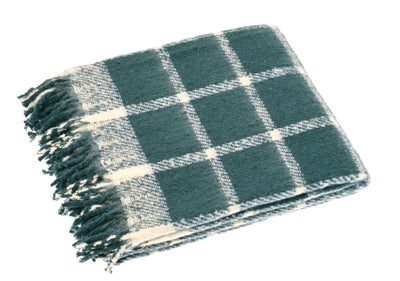 Faux Mohair Chequered Throw, Slate Blue