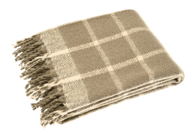 Faux Mohair Chequered Throw, Natural