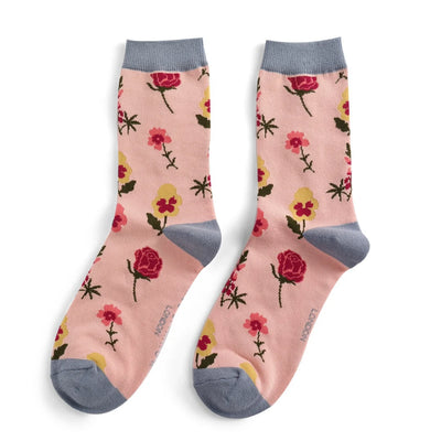 Miss Sparrow Botany Study Socks Dusky Pink Socks