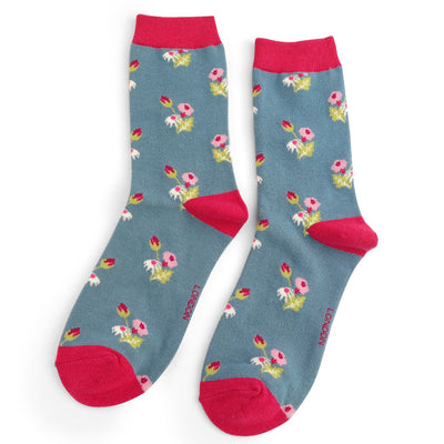 Miss Sparrow Mini Floral Socks, Denim