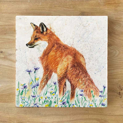 Standing Fox Natural Stone Marble Coaster