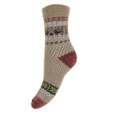 Joya Fawn Patterned Wool Blend Socks