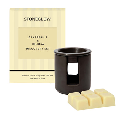 Grapefruit & Mimosa Ceramic Wax Melter and Soy Wax Melt Bar, Stoneglow