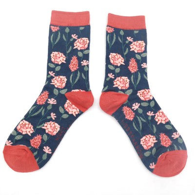 Miss Sparrow Botany Socks, Navy