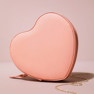 Heart Travel Jewellery Case in Pink