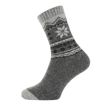 Joya Men's Grey Winter Patterned Wool Blend Socks