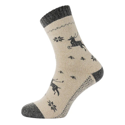 Joya Men's Cream Wool Blend Socks with Grey Stag