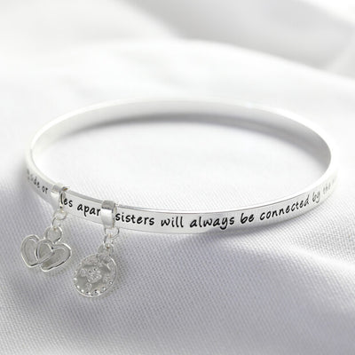 Sisters Meaningful Word Bangle in Silver