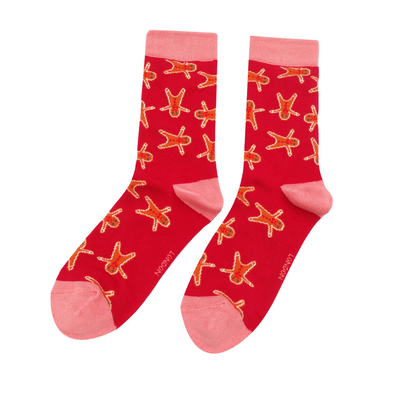 Miss Sparrow Gingerbread Men Socks, Red