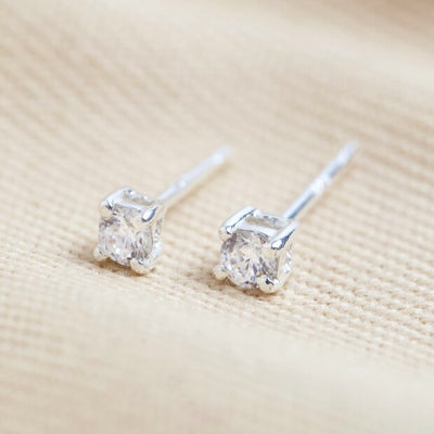 Sterling Silver Crystal Stud Earrings