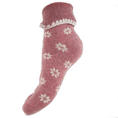 Joya Pink Cuff Socks with Cream Flowers