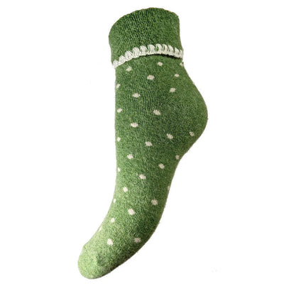 Joya Green Cuff Socks with Cream Dots